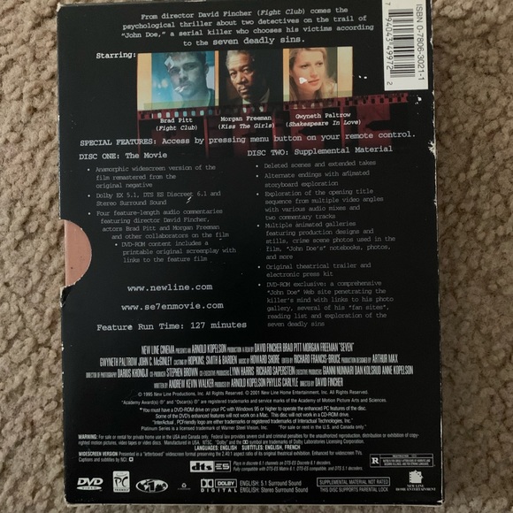 SE7EN DVD 2 DISCS w movie & Supplemental Material - Picture 2 of 2